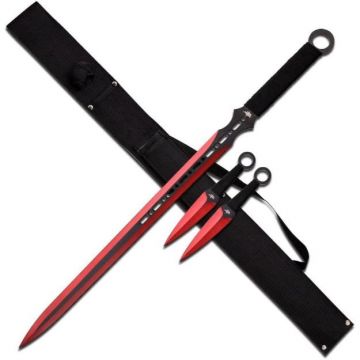 Ninja Sword All Black 28" Overall with Carrying Case